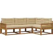 vidaXL Outdoor-Sofagarnitur 4 Stk. Natur und Beige
