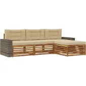 vidaXL Outdoor-Sofagarnitur mit Kissen 4 pcs Natur und Beige Polyester