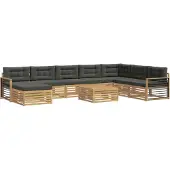 vidaXL Outdoor-Sofagarnitur 9 Stk. Weiß und Anthrazit
