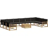 vidaXL Outdoor-Sofagarnitur mit Kissen 11 pcs Weiß und Schwarz