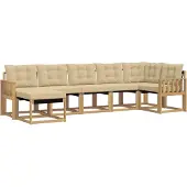 vidaXL Outdoor-Sofagarnitur 7 stk. Weiß und Beige
