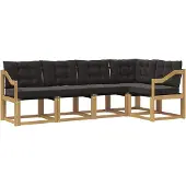 vidaXL Outdoor-Sofagarnitur mit Kissen 5 pcs Weiß und Schwarz