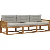 vidaXL Outdoor-Sofagarnitur 3 Stk. Natur und Hellgrau
