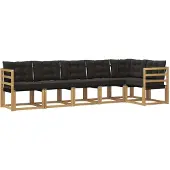 vidaXL Outdoor-Sofagarnitur mit Kissen 6 pcs Weiß und Schwarz