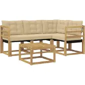 vidaXL Outdoor-Sofagarnitur mit Kissen 5 pcs Weiß und Beige