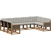 vidaXL Outdoor-Sofagarnitur 9 stk. Natur und Hellgrau