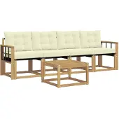 vidaXL Outdoor-Sofagarnitur 5 stk. Weiß und Creme