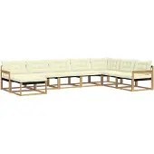vidaXL Outdoor-Sofagarnitur 8 stk. Weiß und Creme Massivholz Akazie