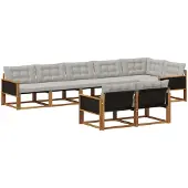 vidaXL Outdoor-Sofagarnitur mit Kissen 8 pcs Natürlich und Hellgrau