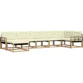vidaXL Outdoor-Sofagarnitur 7 Stk. Weiß und Creme Massivholz Akazie
