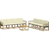 vidaXL Outdoor-Sofagarnitur 9 Stk. Weiß und Creme