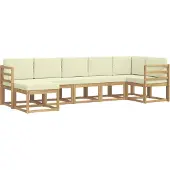 vidaXL Outdoor-Sofagarnitur mit Kissen 7 pcs Weiß und Creme Polyester