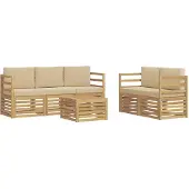 vidaXL Outdoor-Sofagarnitur 6 stk. Weiß und Beige Polyester