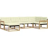 vidaXL Outdoor-Sofagarnitur 6 Stk. Weiß und Creme Massivholz Akazie