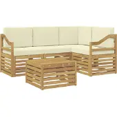 vidaXL Outdoor-Sofagarnitur 5 Stk. Weiß und Creme Polyester