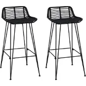vidaXL Barhocker 2 Stück Schwarz 44 x 46 x 91 cm Rattan und Stahl
