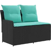 vidaXL Gartenarmsessel mit Ecksofa 2 Stück Schwarz und Türkis