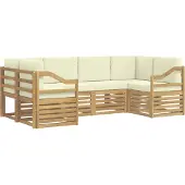 vidaXL Ecksofa Set mit Kissen 6 pcs Weiß und Creme Polyester