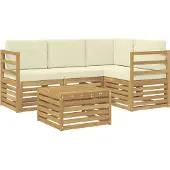 vidaXL Outdoor-Sofagarnitur 5 Stk. Weiß und Creme Polyester