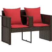 vidaXL Garten-Sofa Braun und Rot 168 x 168 x 180 cm Polyrattan