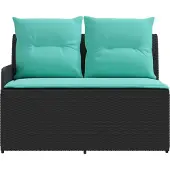 vidaXL Garten Armlehnen Sofa mit Klapptisch 2 Stück Schwarz und Türkis