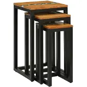 vidaXL Nestingtisch 3 Stk. Braun Massives Teakholz