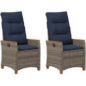 vidaXL Verstellbarer Gartenstuhl 2 Stk. Grau und Marineblau