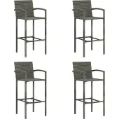 vidaXL Barhocker 4 Stk. Grau Poly Rattan - Barhocker DE715