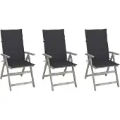 Prolenta Maison Exclusive - Verstellbare Gartenstühle 3 Stk. mit Auflagen Massivholz Akazie
