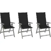 vidaXL Eleganten-Stil Verstellbare Gartenstühle 3 Stk. mit Auflagen Massivholz Akazie DE3109162