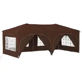 Syfax Pop-up Partyzelt 575 x 288 x 245 cm Braun Oxford-Stoff