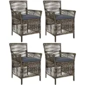 vidaXL Gartenstuhl 4 Stk. Grau und Dunkelgrau Poly-Rattan