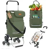Sekey 3-in-1 Faltbarer Einkaufstrolley Treppensteiger mit Kühlfach und Spanngurt Grün