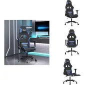 vidaXL Gaming-Stuhl mit Massage & Fußstütze Schwarz und Blau Stoff - Gaming-Sessel