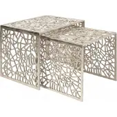 FineBuy Satztisch 2er Set Couchtisch Aluminium Beistelltisch Metall Wohnzimmertisch Alu