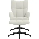 vidaXL Relaxsessel mit Hocker Cremeweiß Samt