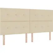 vidaXL LED Boxspringbett mit Kopfteil Creme 200 x 200 cm Stoff
