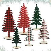 OEM Mini-Weihnachtsbaum - 6 Stück, Holz-Weihnachtsbaum- Dekoration mit Basis