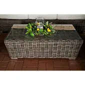 Sonstige Verlage Glastisch deluxe - Gartentisch Rattangeflecht - Couchtisch - 100cm
