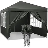 Markenlos Pop-up Partytent 3x3m - Faltbar mit Seitenwänden in Grau