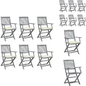 vidaXL Klappbare Gartenstühle 6 Stk. mit Sitzkissen Massivholz Akazie - Gartenstühle