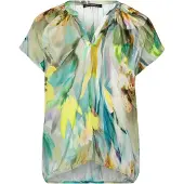 Betty Barclay Satinbluse "Satin-Bluse mit Blumenprint", Damen, Gr. 46, grün (mint, nature), Obermaterial: 100% Viskose CV., Blusen Satinbluse