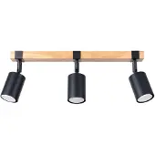 Licht-Erlebnisse Spot Strahler Holz Metall GU10 verstellbar Natur Schwarz 3-flammig länglich Skandinavisch
