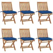 Prolenta Maison Exclusive - Klappstühle mit Kissen, 6-teilig, Massivholz Teakholz