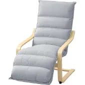 Welikera Lounge-Sessel aus Birkenholz, Polstersessel mit verstellbarer Fußstütze, Moderner Armlehnstuhl, Hellgrau