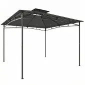 Welikera Pavillon 3x3m Wasserabweisend Stabil Winterfest Gartenpavillon mit zurückziehbar Obenrahmen Doppeldach Dunkelgrau