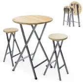 ONBEST Stehtisch Set mit Holzplatte