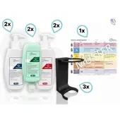 Blanc HYGIENIC Hautschutzprogramm KOMPLETT-SET Mini-Fix, 6x300 ml Flaschen + Wandhalterungen + Hautschutzplan