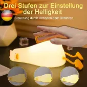Wisam LED Nachtlicht Ente aus Silikon Wiederaufladbar mit Touch-Funktion