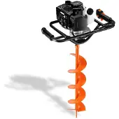 FUXTEC Benzin Erdbohrer FX-EB143ECO, Erdlochbohrer inkl. 2 Bohraufsätzen, 42,7 cm³, 100/150 mm Bohrer, Fliehkraftkupplung, ergonomisch, 8.5 kg